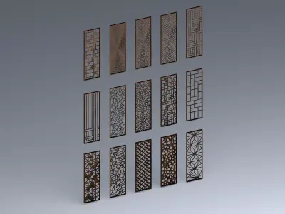 collection of partions Low-poly 3D model