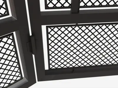 Folding Fireplace Screen 3-Panel Metal Mesh 3D model