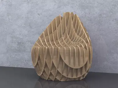 Parametric Wavy Wooden Furniture 07 - CNC files for cutting 3D model
