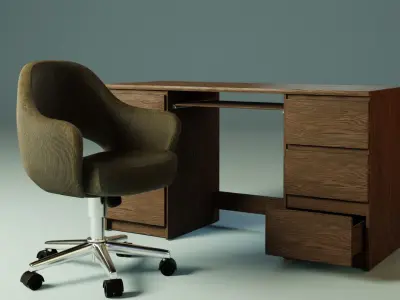 Dark Brown Desk 3D model