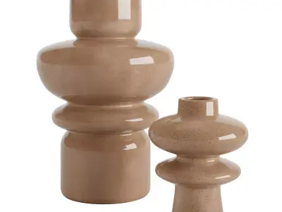 Set 2 Tiered Stoneware Vase 3D model