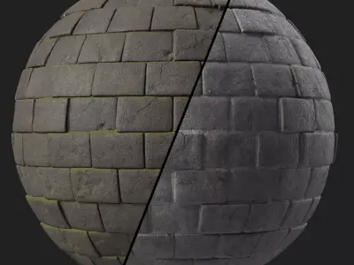 Stone Wall Materials 54- Stone By Moss Sbsar Pbr 4k Seamless Texture