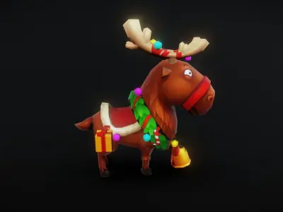 Redeer complete animation Low-poly 3D model