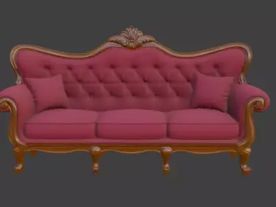 Disney style cartoon sofa set table lamp 3D model