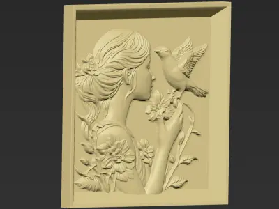 Little Girl and A Pigeon A42 3D print model