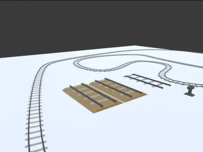 Rail line sample Low-poly 3D model