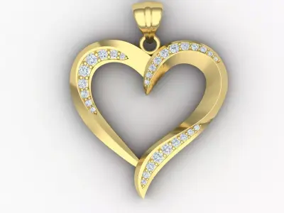 Heart pendant 02 3D print model