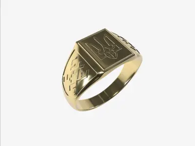 ring with Ukrainian coat of arms 2 3D print model