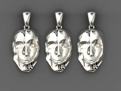 3 Version Bluffmen Pendant Jewelry Model Skull STL Bluff Ring 3D print model
