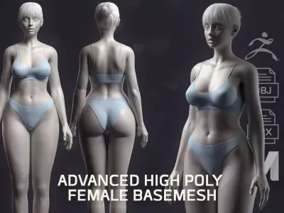 Advanced High Poly Female Basemesh - Body 01 3D model