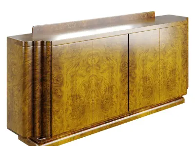 Art Deco Burl Wood Sideboard  High-Quality Furniture 3D Model 3D model