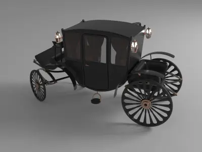 Vintage Luxury Carriage Low-poly 3D model