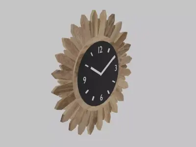Wood Starburst Wall Clock Low-poly 3D model