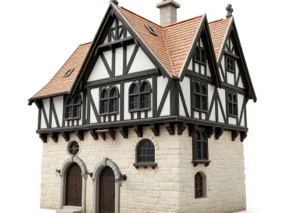 Tudor House Architectural Model Pack Low-poly 3D model