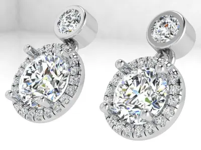 Round Halo Earring 4539 3D print model