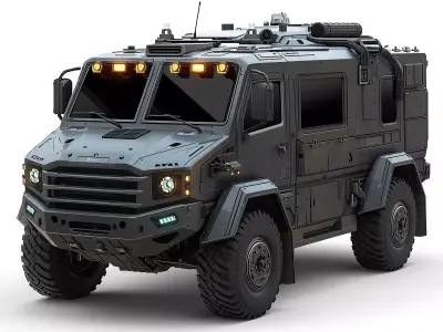 Luxury Tactical Armored Military Car 3D Model Low-poly 3D model