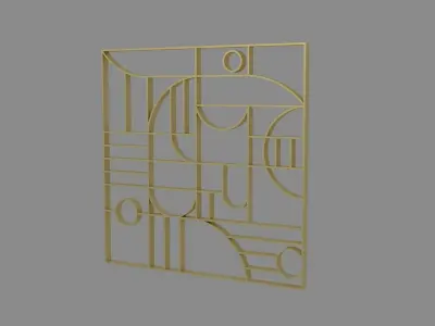 3D Decorative Partition Gold 3D model