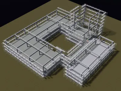 Town hall building under construction 25-56 3D model