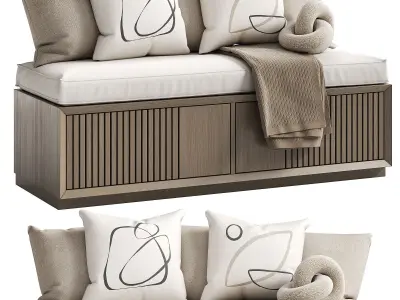 Decorative set of window sill cushions 3D model