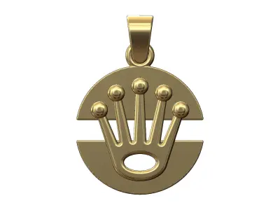 Watch crown split round pendant with bail 3D print model