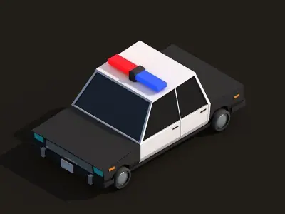 Cartoon Low Poly Police Car 3D model