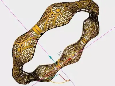 1382 Golden Wavecrest Bangle 60MM-12gm 3D print model