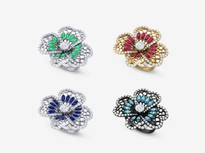 Floral Symphony Ring P-01-370 3D print model