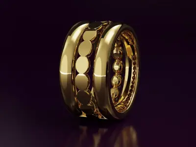 half bead and line Ring  Free 3D print model