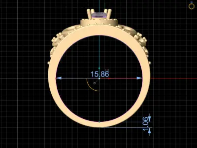 Crown ring silver gold sterling printable jewelry 3D model 3D print model
