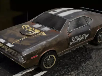 Abandoned car Low-poly 3D model by maksimgundich1995