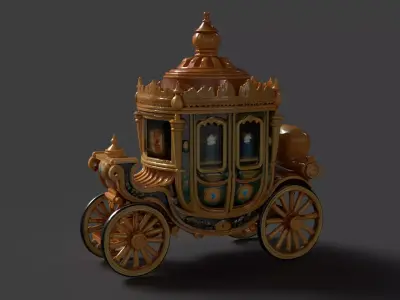 Chinese ancient  carriage   Low-poly 3D model Low-poly