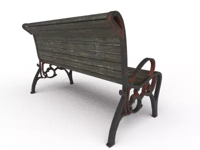 Classic Park Bench 02 -  Apocalyptic Low-poly 3D model