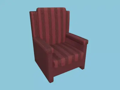 Red Stripes Armchair - Furniture Interior Design Free low-poly 3D model