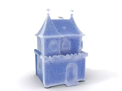 Gothic Blue House model pack Low-poly 3D model