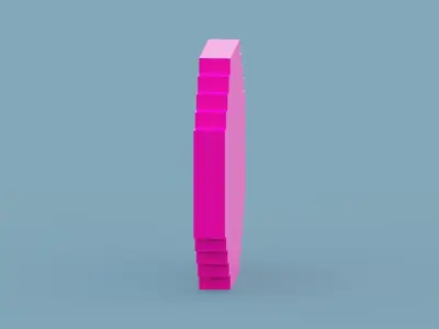 Voxel Pink Clock  Low-poly 3D model