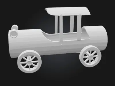 Wooden Toy Car Model  Classic Charm in Miniature 3D model