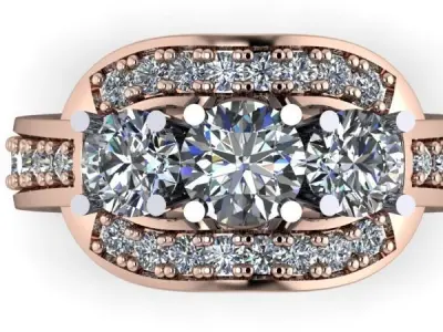 3 Stone Anniversary Modern Fashion Ladies Women Ring 3D print model