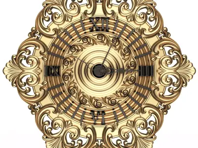 Classic Wall Clock 07 Gold Low-poly 3D model