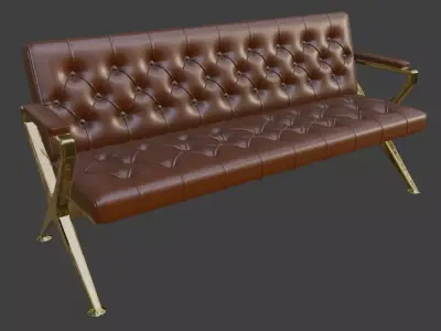 Luxury Tufted Leather Sofa 3D Model 3D model