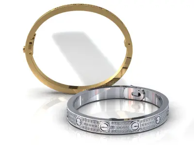 Love C Bracelet Pave 18 cm Size 3D print model