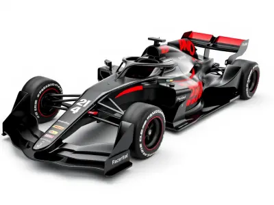 Formula  Racing Car Jet Black Model Pack Low-poly 3D model
