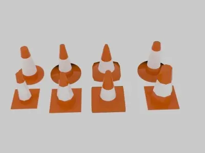 Low Poly Traffic Cone Pack Free low-poly 3D model