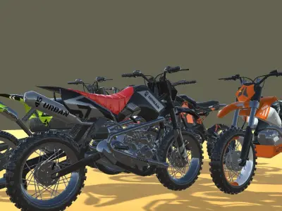 Dirt Bikes Rigged 3D model