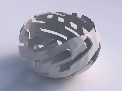 Bowl spheric twisted with cuts 3D print model