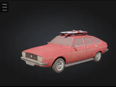 1978 Renault 20 TS 3D Model  High-Quality Textures Low-poly 3D model
