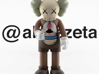 Kaws Hollowed Textured Low-poly 3D model