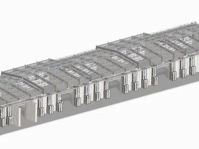 Legoblock hall with mobile roof 3D model