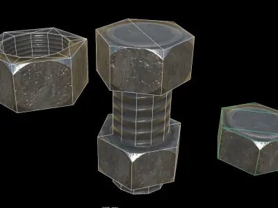 Nut and bolt - Game-Ready VR Low-poly 3D model