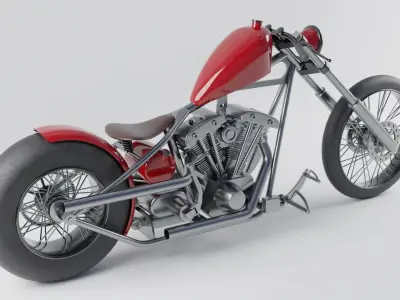 Rigged Cruiser motorbike 3D model