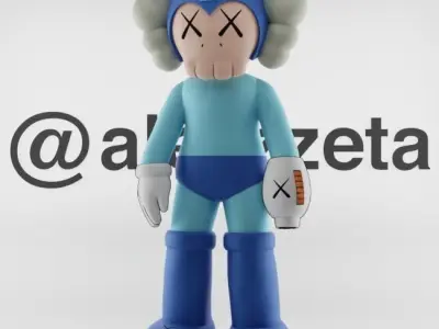 Kaws Megaman Textured Low-poly 3D model